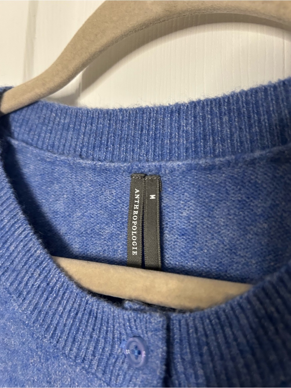 Anthropologie Puff-Sleeve Cardigan Sweater Heather Cornflower - Picture 8 of 14
